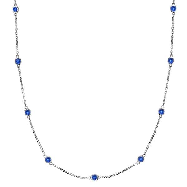 Blue Sapphires Gemstones by The Yard Necklace 14k White Gold 1.25ct - IN240