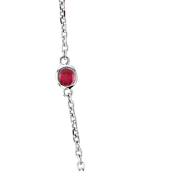 Rubies Gemstones by The Yard Station Necklace 14k White Gold 1.25ct