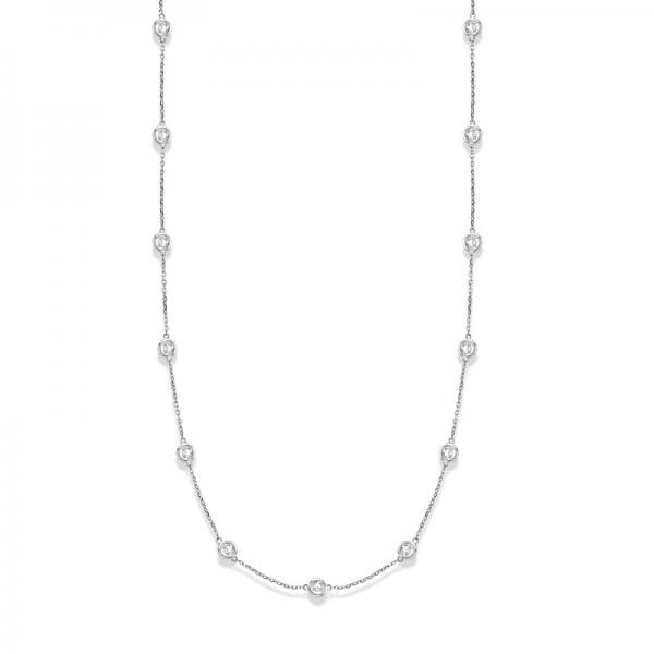 36 inch Long Lab Grown Diamond Station Necklace Strand 14k White Gold (2.00ct)