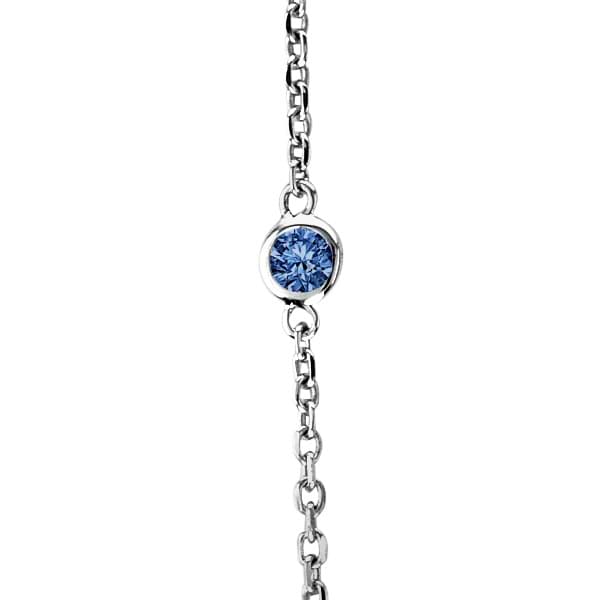 Fancy Blue Diamond Station Necklace 14k White Gold (2.00ct)