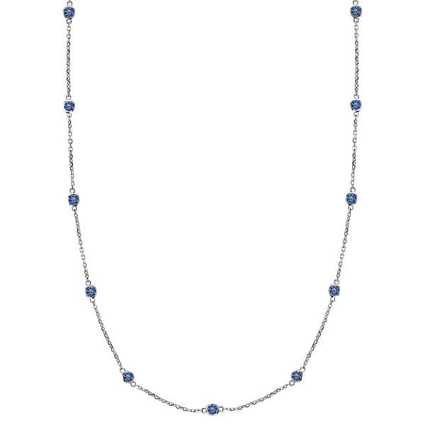 Fancy Blue Diamond Station Necklace 14k White Gold (0.50ct)