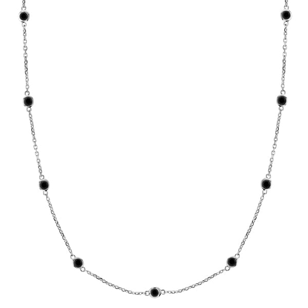 Black Diamonds by The Yard Necklace Bezel-Set 14k White Gold (3.00ct)