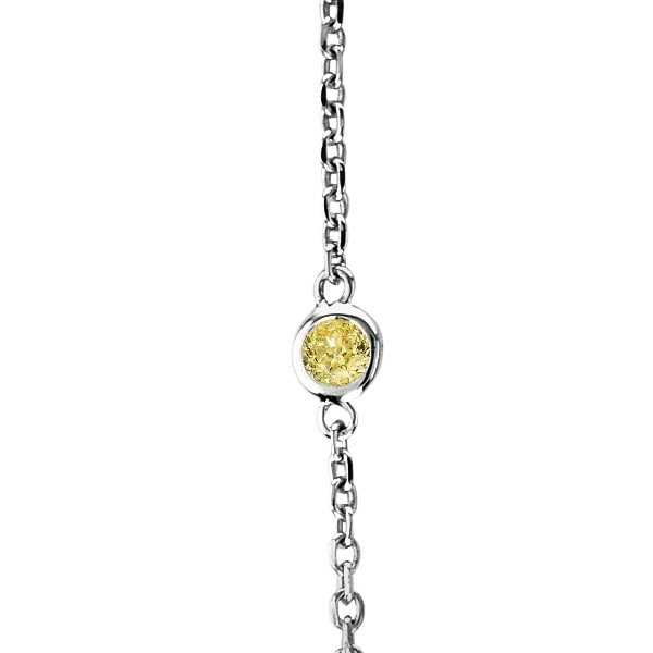 Fancy Yellow Canary Diamond Station Necklace 14k White Gold (0.33ct)