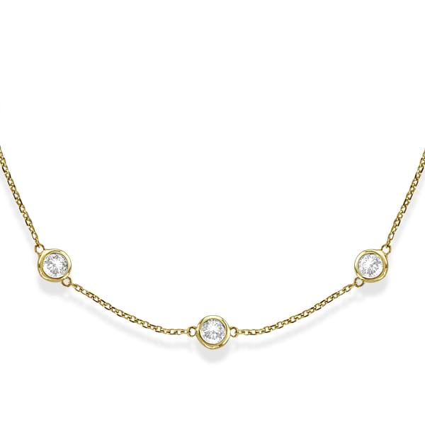 36 inch Long Diamond Station Necklace Strand 14k Yellow Gold (3.00ct)
