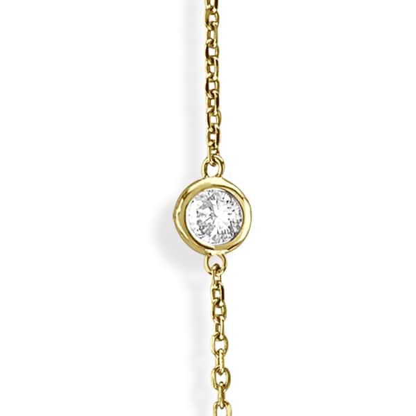36 inch Long Diamond Station Necklace Strand 14k Yellow Gold (3.00ct)