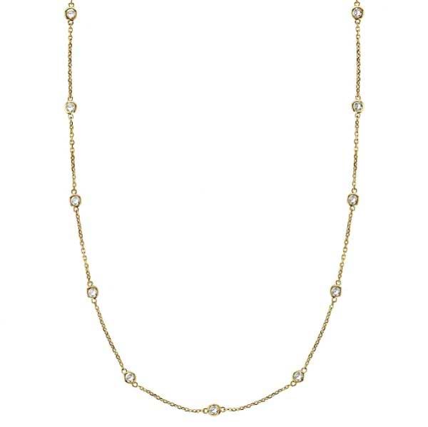 Diamond Station Necklace Bezel-Set in 14k Yellow Gold (1.50 ctw)