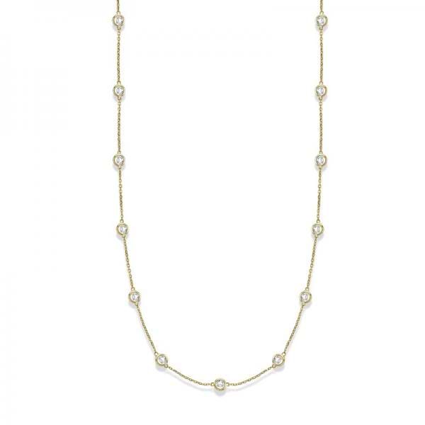 36 inch Long Lab Grown Diamond Station Necklace Strand 14k Yellow Gold (3.00ct)