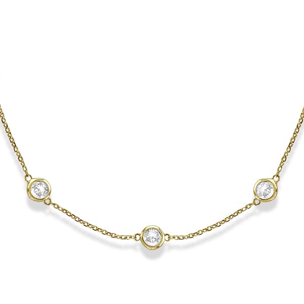 Diamond Station Necklace Bezel-Set in 14k Yellow Gold (3.00ct)