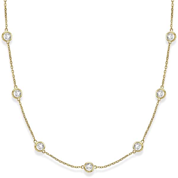 Diamond Station Necklace Bezel-Set in 14k Yellow Gold (3.50ct)