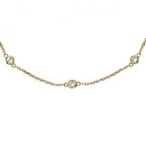 36 inch Long Diamond Station Necklace Strand 14k Yellow Gold (1.00ct)