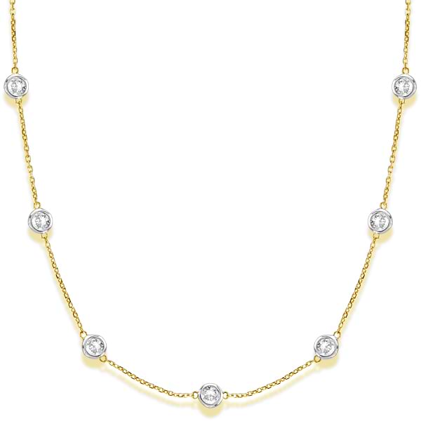 Diamond Station Necklace Bezel-Set in 14k Two Tone Gold (3.50ct)