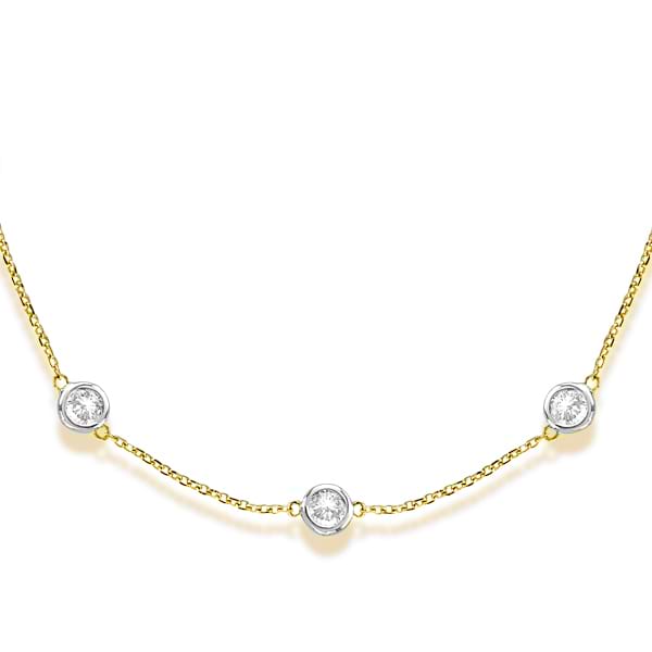 Diamond Station Necklace Bezel-Set in 14k Two Tone Gold (5.00ct)