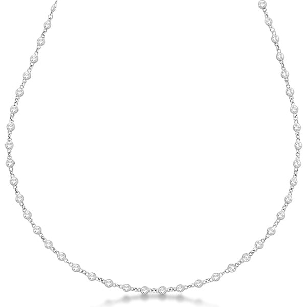 Lab Grown Diamond Station Eternity Necklace in 14k White Gold (4.01ct)