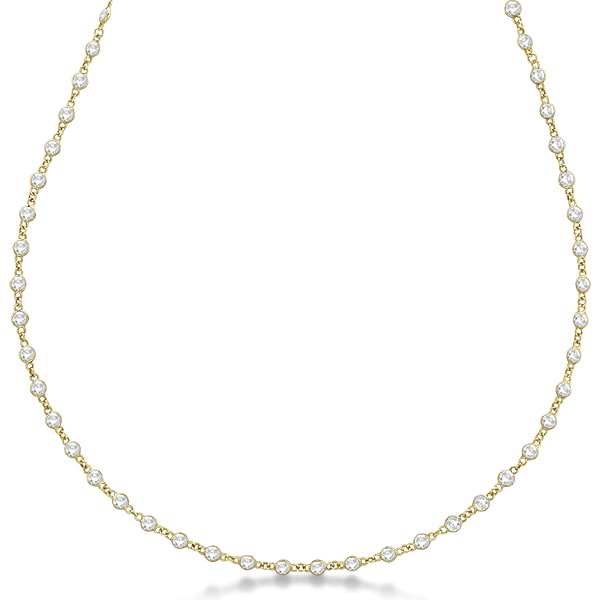 Lab Grown Diamond Station Eternity Necklace in 14k Yellow Gold (3.04ct)