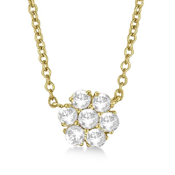 Flower Pendant Diamond Station Necklace 14k Yellow Gold (1.50ct)