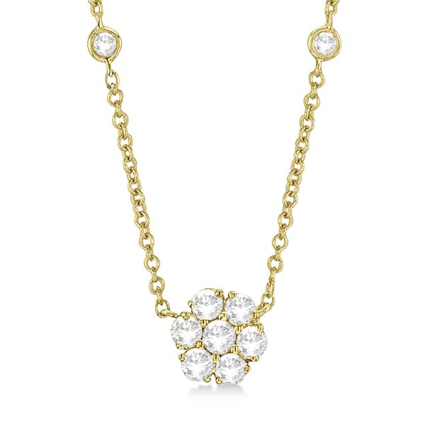 Flower Pendant Diamonds By The Yard Necklace 14k Yellow Gold (2.50ct)