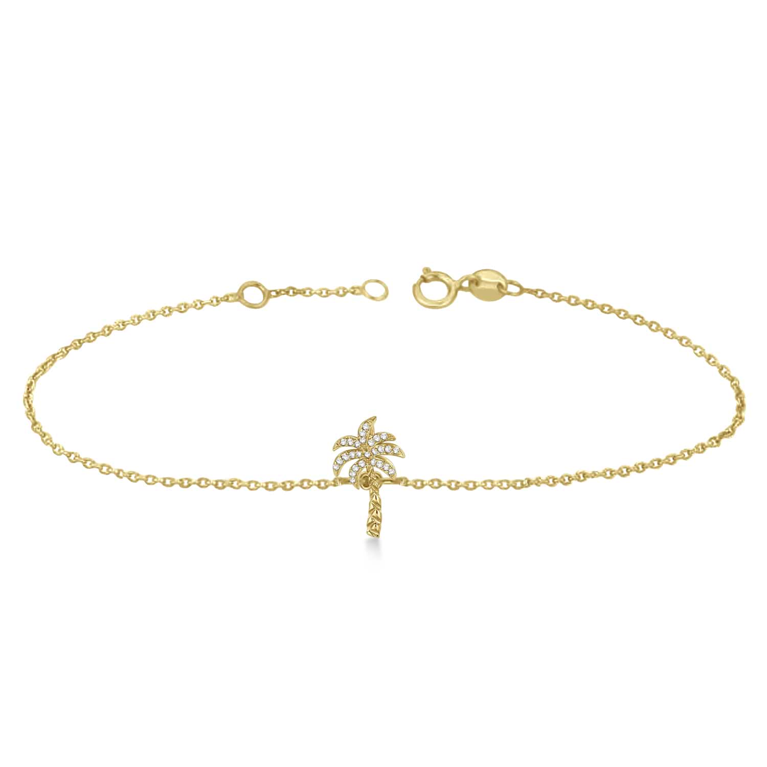 Palm Tree Shaped Diamond Bracelet 14k Yellow Gold (0.25ct)