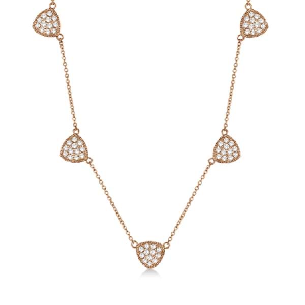 Pave-Set Triangular Station Diamond Necklace 14k Rose Gold (1.06ct)
