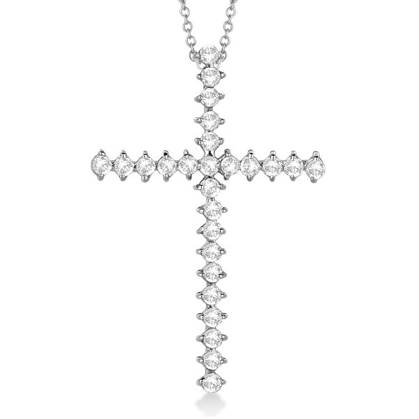 Diamond Cross Pendant Necklace 14kt White Gold (1.00ct)