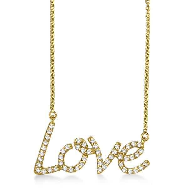 "Love" Diamond Pendant Necklace 14k Yellow Gold (0.50ct)