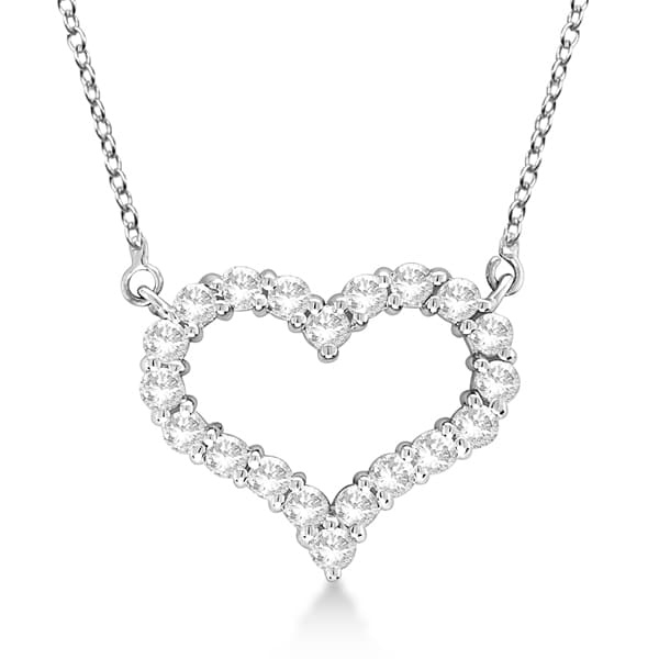 Open Heart Lab Grown Diamond Pendant Necklace 14k White Gold (0.50ct)