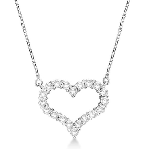 Open Heart Diamond Pendant Necklace 14k White Gold (2.00ct) - IP221