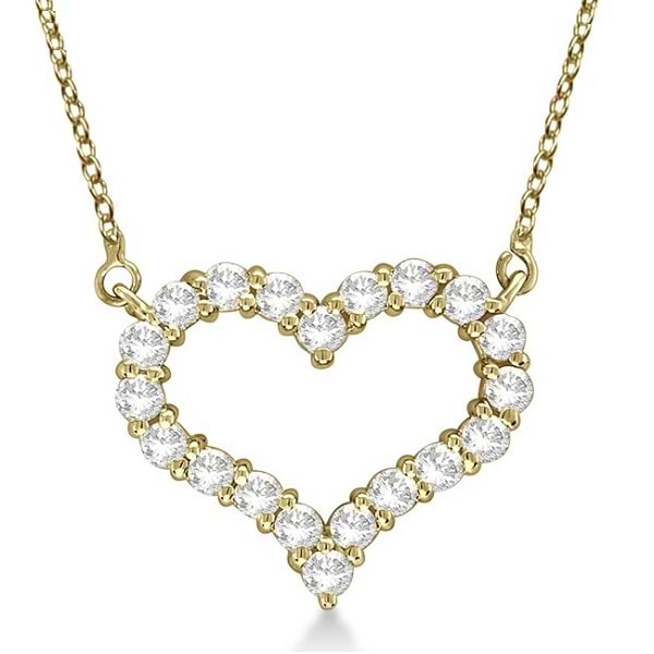 Open Heart Diamond Pendant Necklace 14k Yellow Gold (1.50ct)