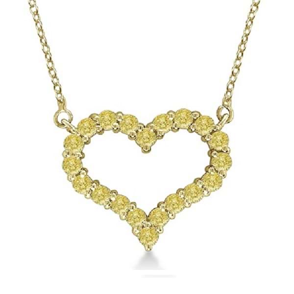 Canary Yellow Diamond Heart Pendant Necklace 14k Yellow Gold (1.00ct)