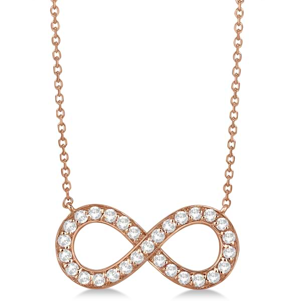 Pave Diamond Infinity Twist Pendant Necklace 14k Rose Gold (0.37ct)
