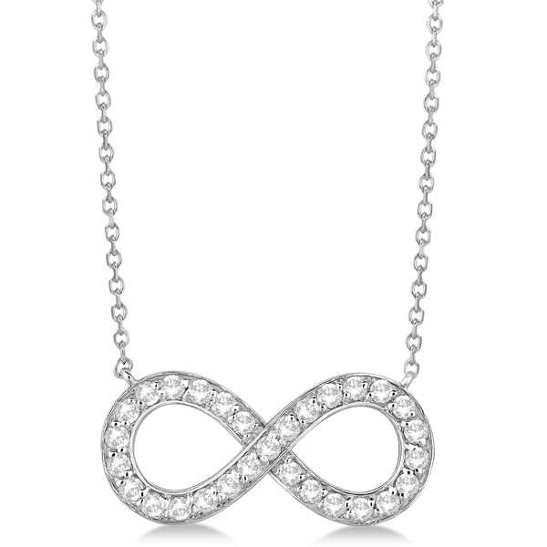 Pave Diamond Infinity Twist Pendant Necklace 14k White Gold (0.37ct)
