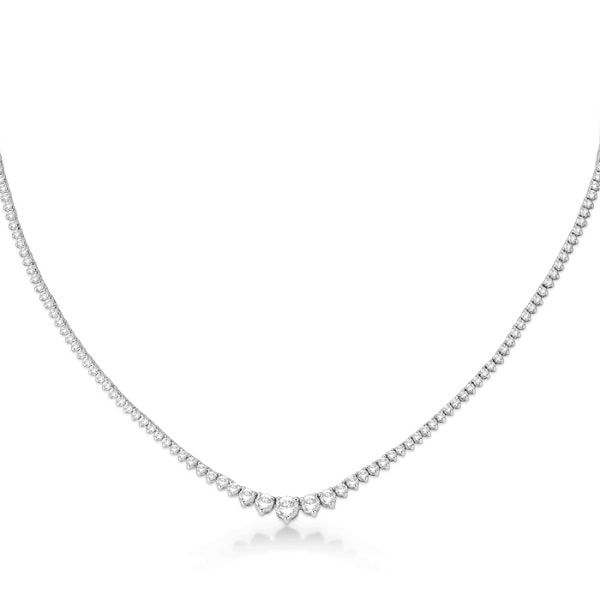 Graduated Eternity Diamond Tennis Necklace 14k White Gold (5.25ct)