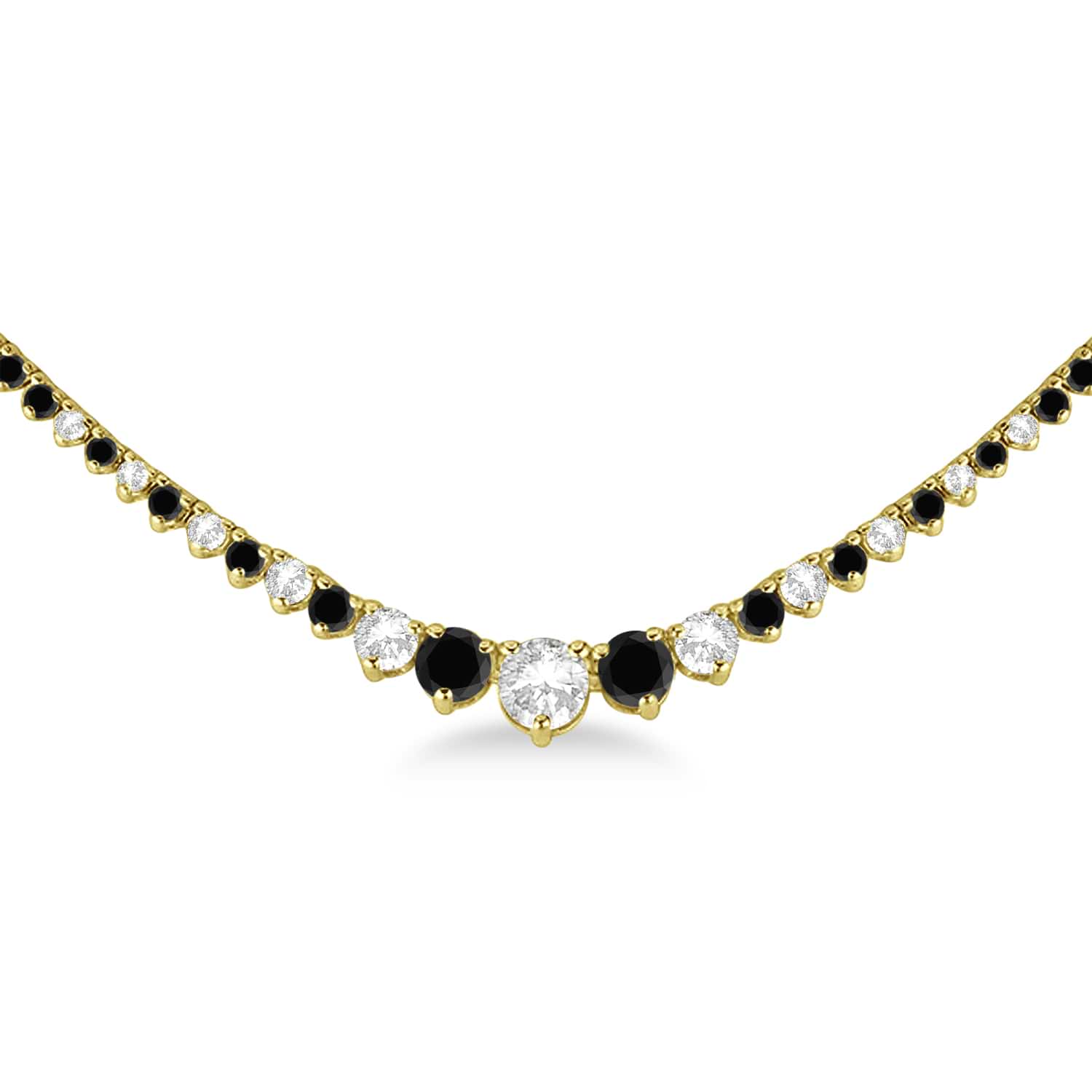 Graduated Eternity Black & White Diamond Tennis Necklace 14k Yellow Gold (5.25ct)