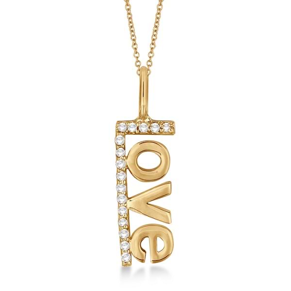 "Love" Spelled Out Diamond Pendant Necklace 14k Yellow Gold (0.10ct)