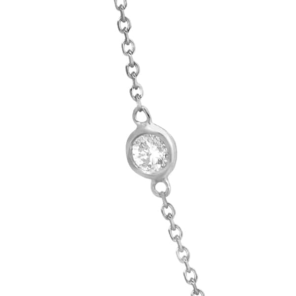 Diamond Station Necklace Bezel-Set 14K White Gold (1.00ct)