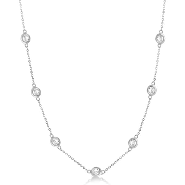 Diamond Station Seven Stone Bezel-Set Necklace 14k White Gold (2.00ct)