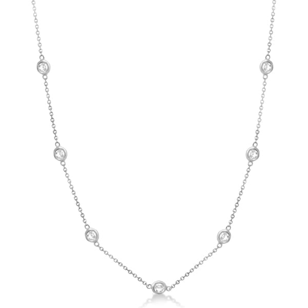Lab Grown Diamond Station Necklace Bezel-Set 14K White Gold (0.50ct)