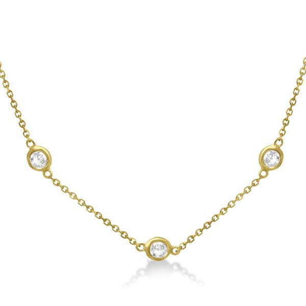 Lab Grown Diamond Station Necklace Bezel-Set 14K Yellow Gold (0.15ct)