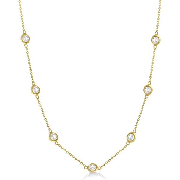 Lab Grown Diamond Station Seven Stone Bezel-Set Necklace 14k Yellow Gold (2.00ct)