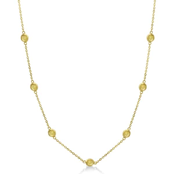 Fancy Yellow Diamond Station Necklace 14K Yellow Gold (0.15ct)