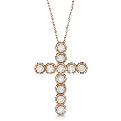 Diamond Cross Pendant Necklace 14k Rose Gold (0.34ct)