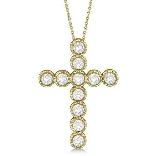 Diamond Cross Pendant Necklace 14k Yellow Gold (1.09ct)