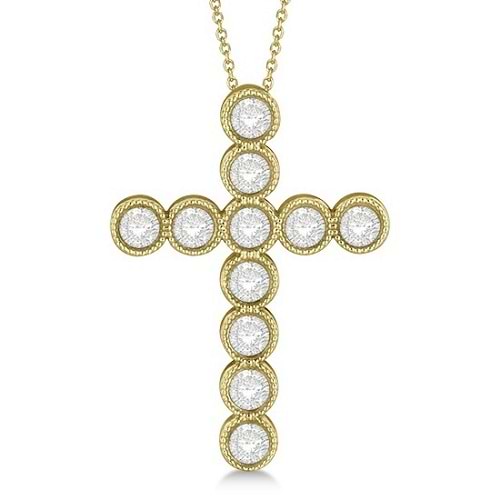 Diamond Cross Pendant Necklace 14k Yellow Gold (1.57ct)