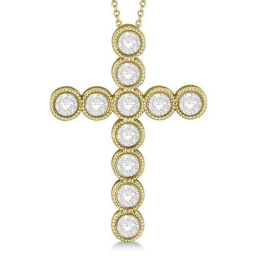 Diamond Cross Pendant Necklace 14k Yellow Gold (2.20ct)