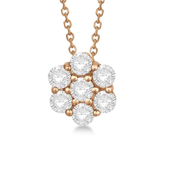 Cluster Diamond Flower Pendant Necklace 14K Rose Gold (0.33ct)