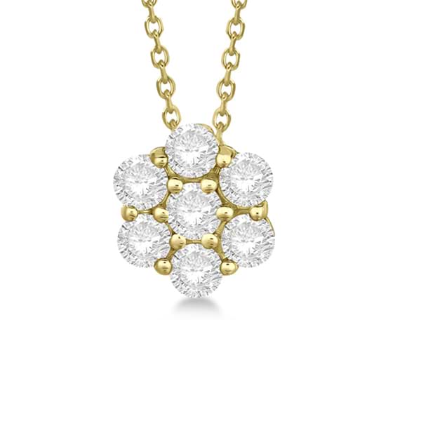 Cluster Diamond Flower Pendant Necklace 14K Yellow Gold (0.33ct)
