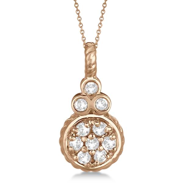 Round Vintage Diamond Pendant Necklace 14k Rose Gold (0.15ct)