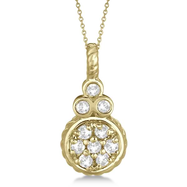 Round Vintage Diamond Pendant Necklace 14k Yellow Gold (0.15ct)