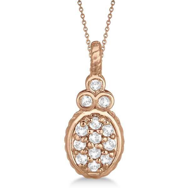 Vintage Oval Diamond Pendant Necklace 14kt Rose Gold (0.17ct)