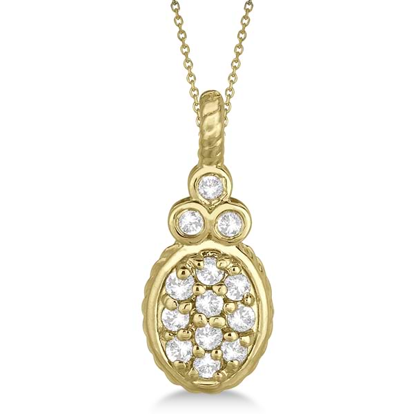 Vintage Oval Diamond Pendant Necklace 14kt Yellow Gold (0.17ct)