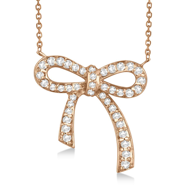 Modern Diamond Bow Tie Necklace 14K Rose Gold (0.50ct)